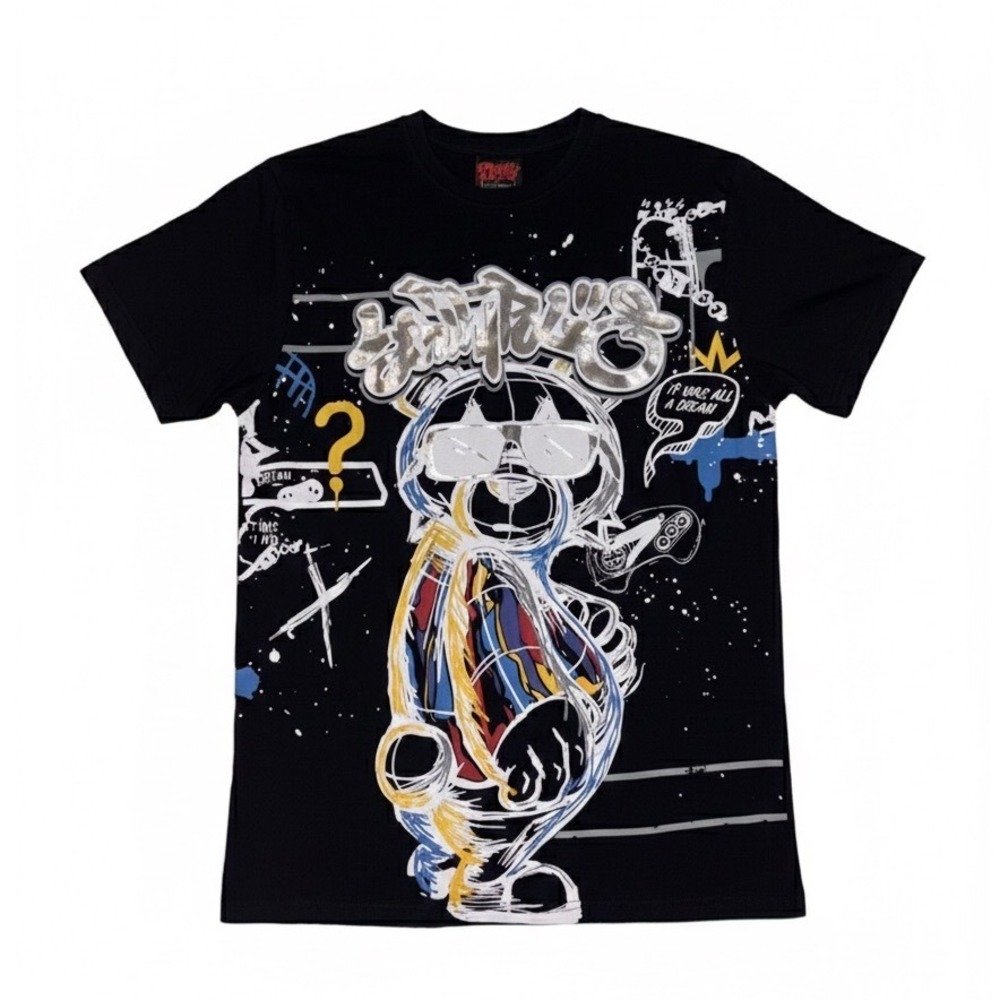 Southpole Graphic T Shirt Black Bear Sunglasses Graffiti Print Mens Sz‎ M Grunge